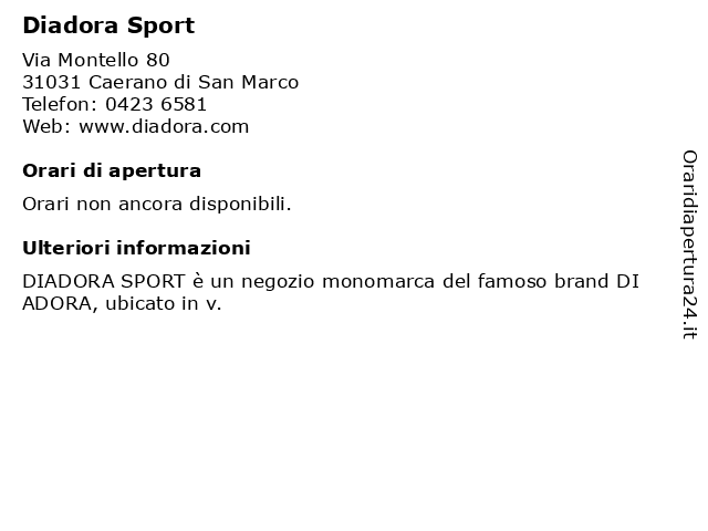 Diadora outlet caerano orari hotsell